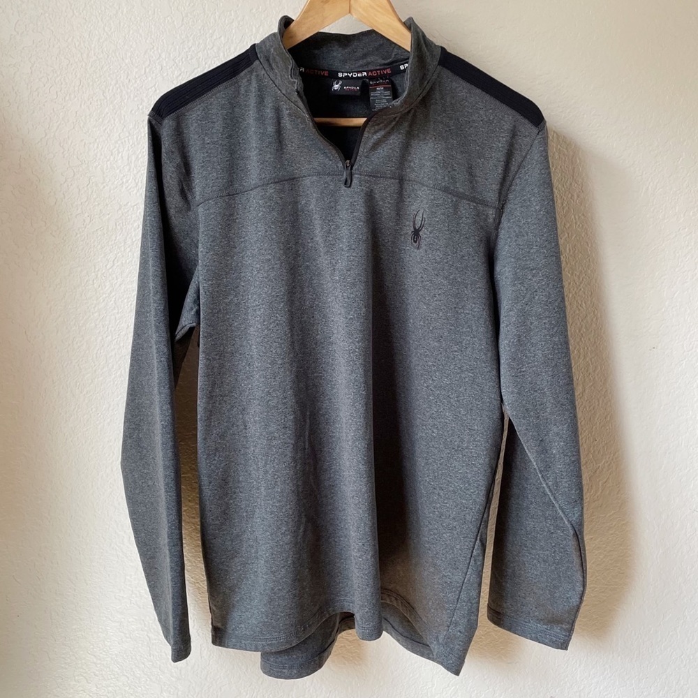 Spyder Active Men's 1/4 Zip Fleece Pullover Base Layer Medium Heather Grey